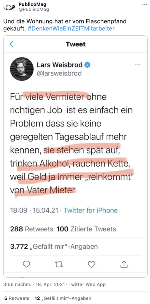 denken wie ein Zeit Mitarbeiter Lars Weisbrod Vermieter ...